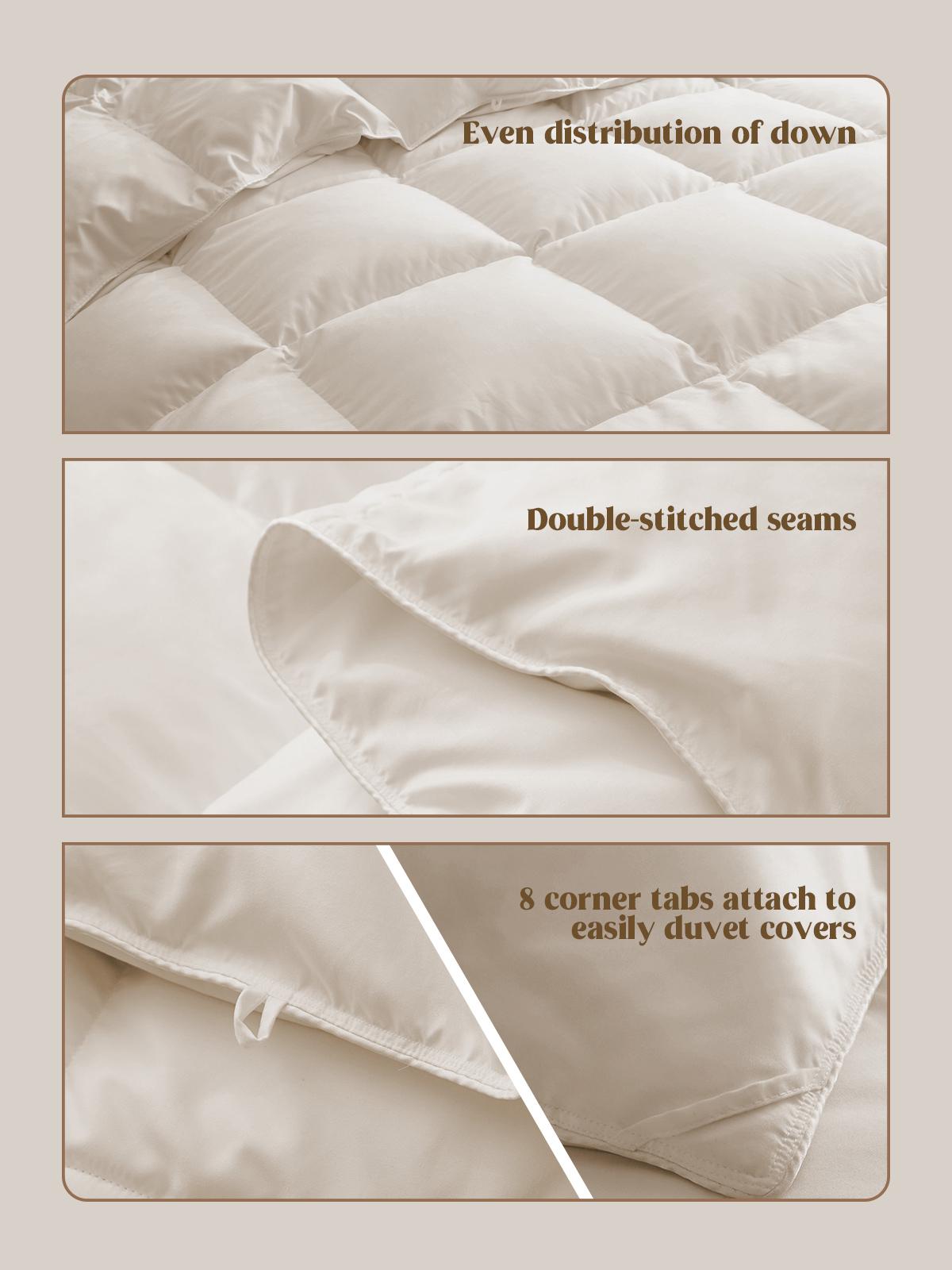 PEACENEST Natural Goose Down Comforter Ultra-Soft White Heavyweight Comforter for Winter Use Cozy Bedding Plush Deep Sleep