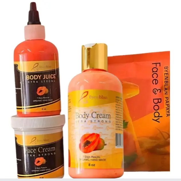 BYENBLAN Golden Papaya Medium Face & Body Care Kit - Cleansing, Radiant, Acne-Fighting, Hydrating, Nourishing with Brightening Body Wash & Face Moisturizer for Dark Spots