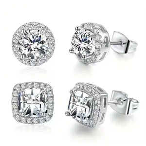2 Pair Diamond Look Halo Stud Earrings for New Year's Glow Up Obsessed with These Stylish and Affordable Jewelry Pieces