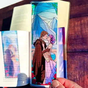 Anakin Padme Kiss Stained Glass Bookmarks (Transparent Bookmark, Stained Glass Art, Book Lover, Fantasy Book Reader Gift)