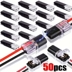 Whimsical Little Shop Quick Splice Solderless Connectors 50pcs Electrical Wire Cable Snap-in Blocks 2-Pin Dual Way for LED Strip Car Low Voltage Tool-Free Pluggable AWG 18-22 Crimp Connectors,Practical tools, essential for home use