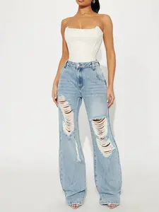 Tall Sticking Around Ripped Straight Leg Jeans - Medium Wash