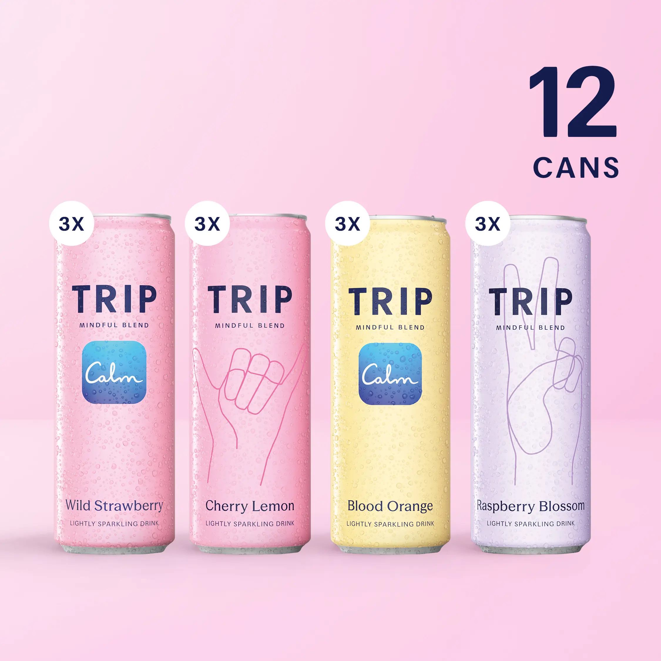 TRIP Citrus Berry Variety Pack — Sparkling Magnesium Seltzer, Non-Alcoholic, 120mg Magnesium, Ashwagandha, Lion's Mane, L-Theanine, No Added Sugar, Vegan (12 x 12oz)