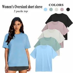 HOPLYNN  5 Pack Workout Oversized T Shirts for Women, Short Sleeve Plus Size Baggy Dry Fit Athletic Gym Shirts Tops Tees active wear gym clothing