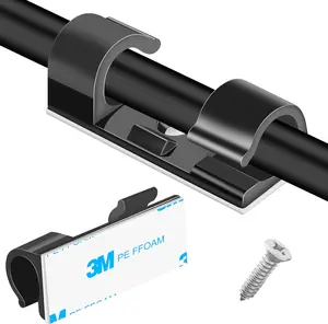 50pcs Medium Self Adhesive Cable Clips Black,Wire Clips Cable Management Wire Organizer Cord Holder for Under Desk, Car, Wall, TV PC Ethernet Cable