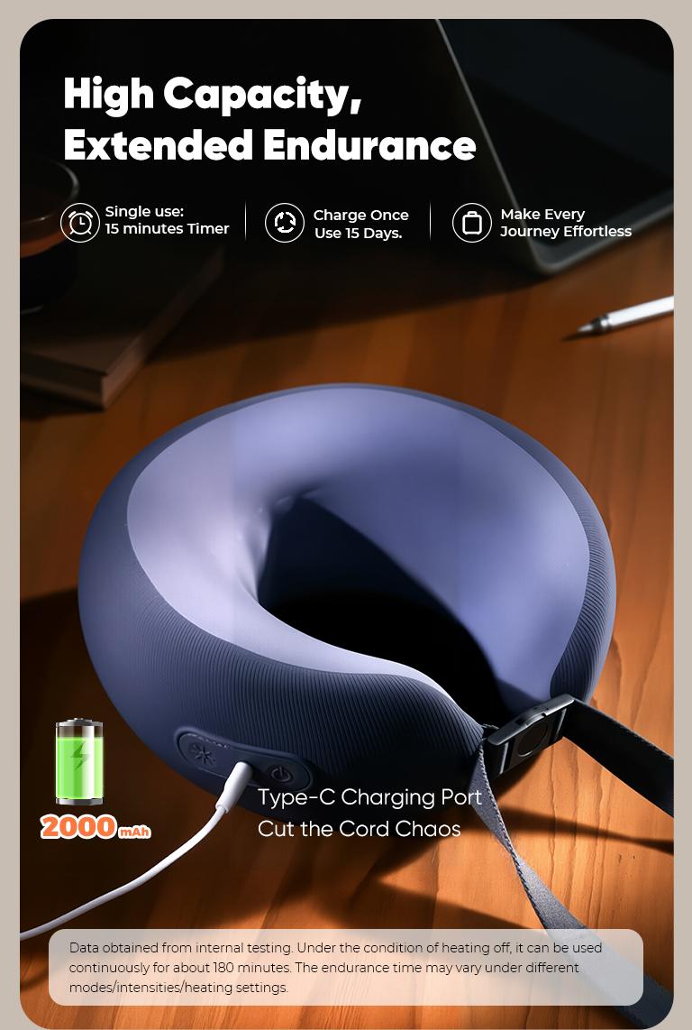 CINCOM U-Shaped Neck Massager Pillow for Cervical Support, with Soothing Heat & Kneading, 360° Memory Foam Support, Cordless, Rechargeable & Portable, Perfect Gift for Black Friday, Thanksgiving, Christmas, Birthdays & More