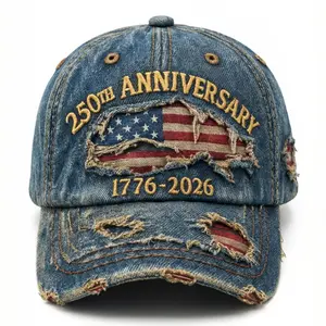 US 250th Anniversary Patriotic Embroidered Baseball Cap Vintage Commemorative Hat UPF 50+ Sun Protection Outdoor Essential Casual Wear Stylish Adjustable Buckle
