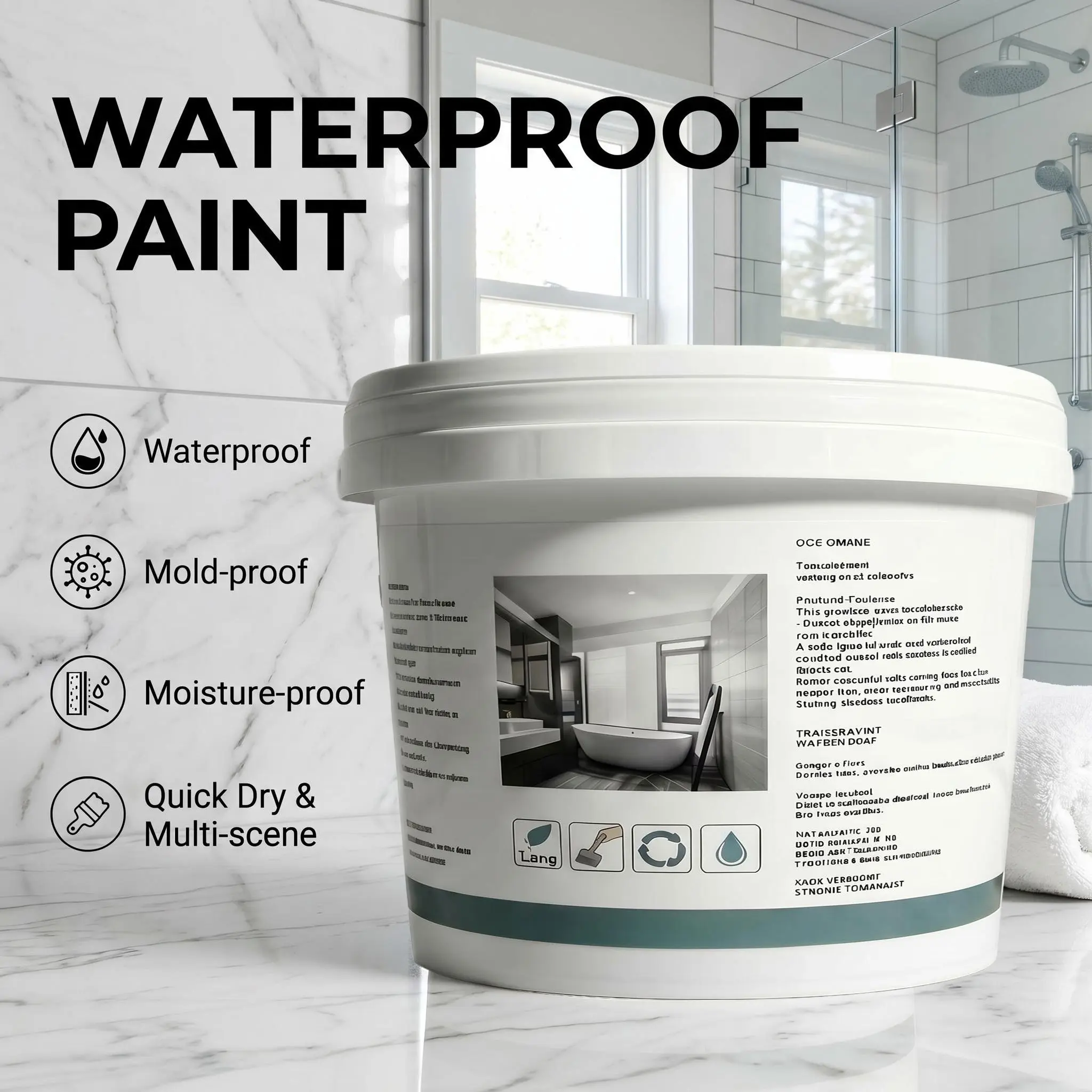 Transparent Waterproof Concrete Sealer - DIY Water Repellent Anti-Mold Coating for Home Renovation (Bathroom-Basement Surfaces), Brush Set Included for DIY Users, Drywall Leak Repair & Moisture Barrier