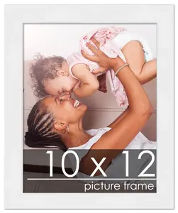 10x12 White Wood Picture Frame - UV Acrylic, Foam Board Backing, Hanging Hardware