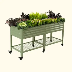 Vego Garden Elevated Garden Bed V Series 2' x 6' Durable Outdoor Planter for Herbs & Greens with Optional Wheels for Easy Rearrangement