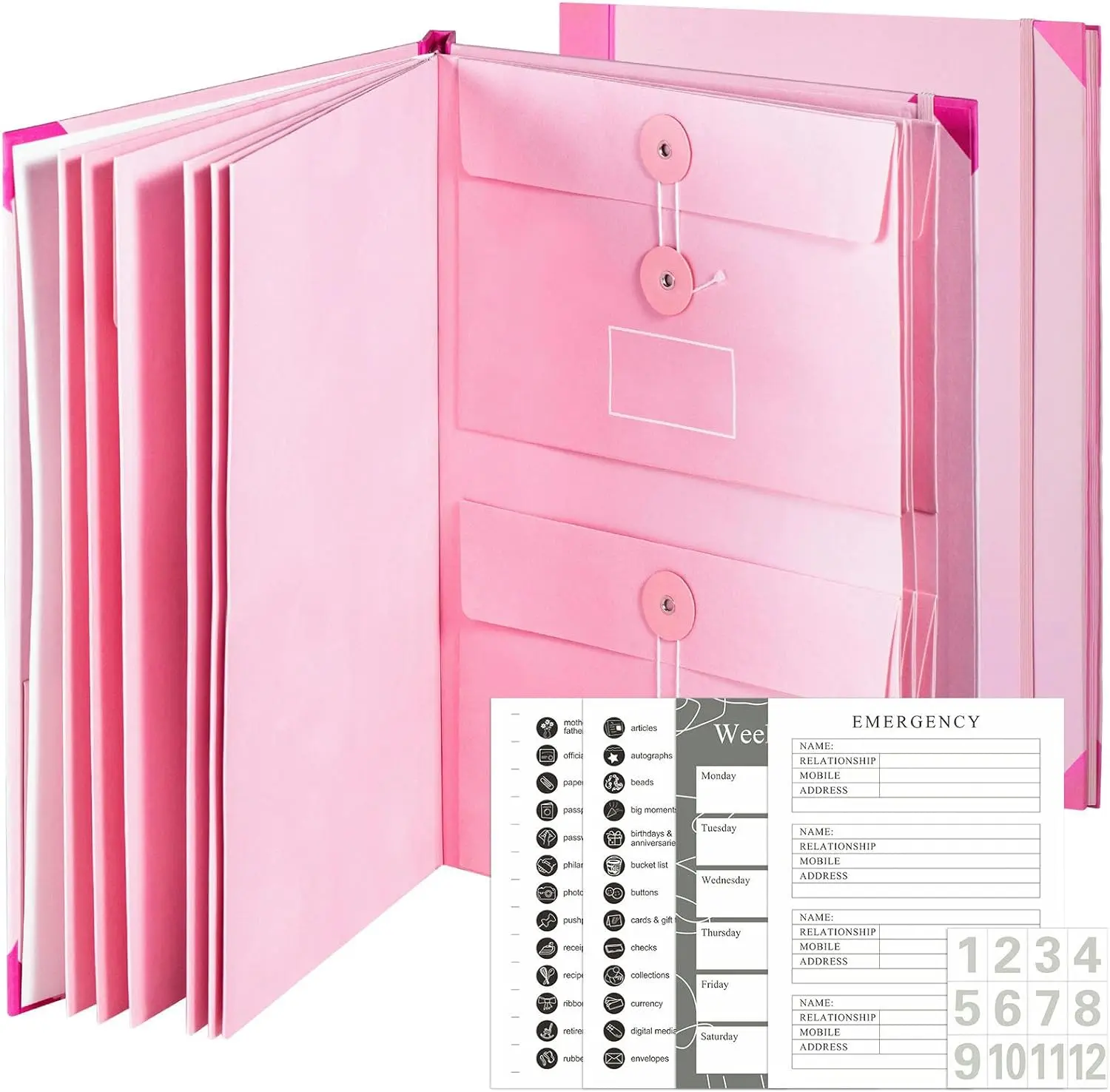Document Organizer Binder with Expandable Envelopes & Plastic Envelope Folders - Thin Profile, Easy Access, Smart Storage for Baby Passports, Birth Certificates, Important Papers, Home & Office Use (Mom-Focused)
