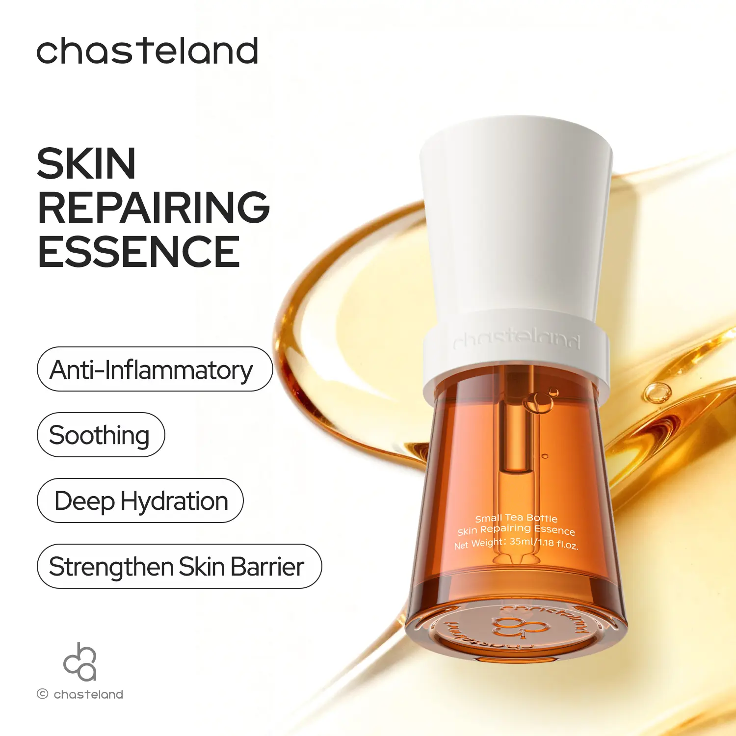 Chasteland—Tea Polyphenol Essence: Antioxidant and brightening, firms the skin, repairs the barrier, and soothes sensitivity; prevents dullness and aging while providing deep hydration; a facial care essence suitable for both men and women.