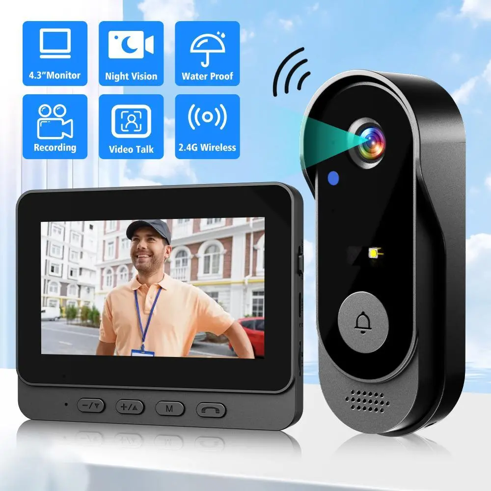 【Back To School Gift】HD Smart Video Doorbell with Camera & Two-Way Intercom - Remote Unlock, Real-Time Monitoring & Custom Chimes - Complete Home Security System