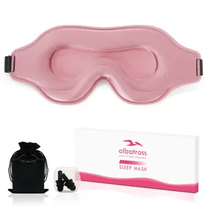 Albatross Health 3D Sleep Eye Mask for Men & Women Lash Extension Friendly Travel Blackout Blindfold with Adjustable Strap & Premium Earplugs Gift Set