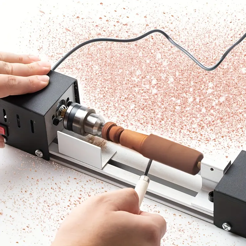 Mini Lathe Machine Tool DIY Woodworking Wood lathe Milling machine Grinding Polishing Beads Drill Rotary Tool Set,, 2.76 in x 6.3 in, 24VDC 96W Mini Wood Lathe Tools Milling Machine Accessories, 7 Speeds , For DIY Woodworking Wood Drill Rotary Tool
