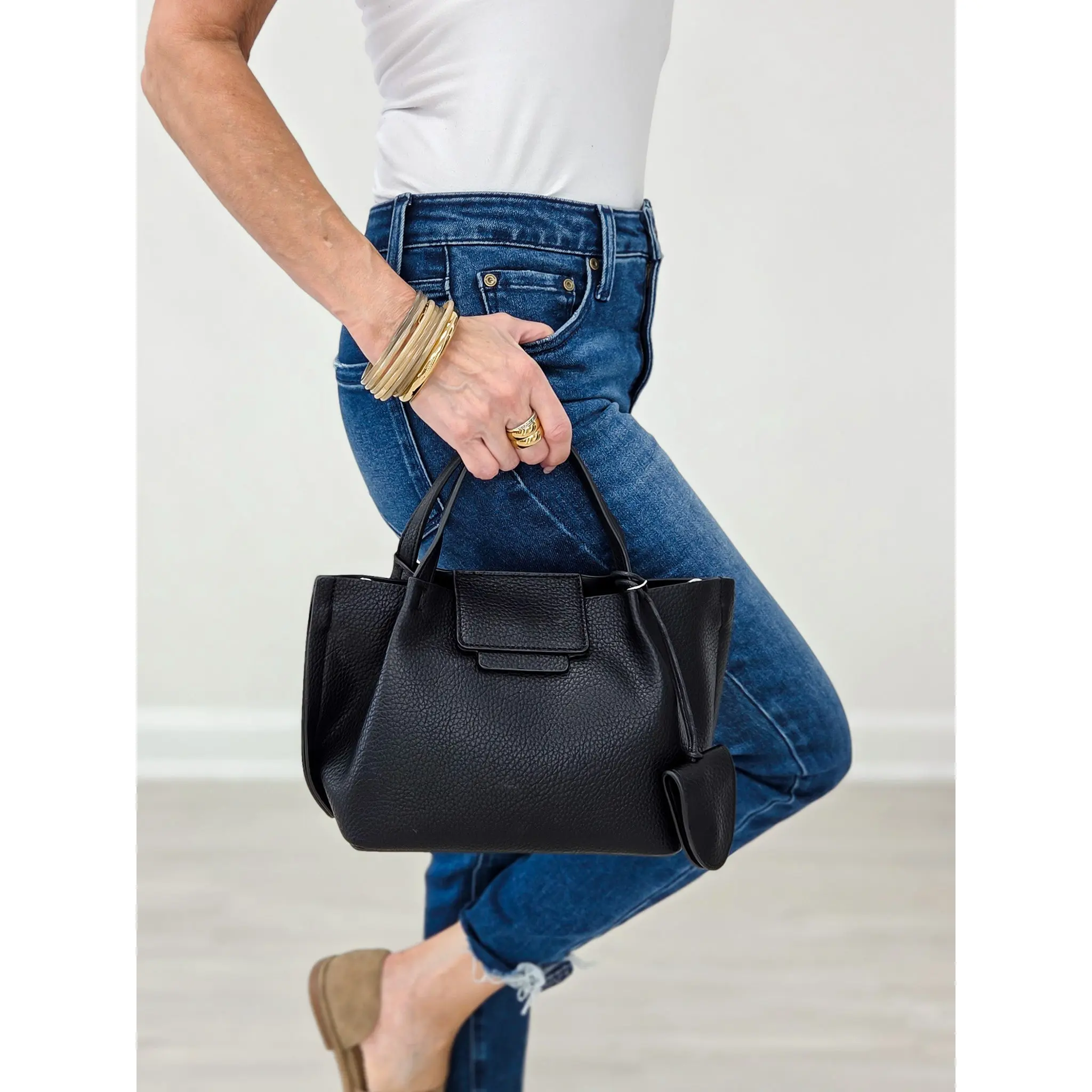 The Everyday Small Leather Handbag-Black