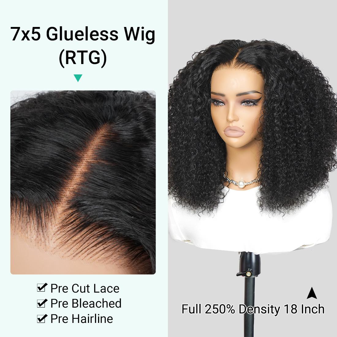 [Spring Must Have] Asteria Hair Curly 7x4 Pre Cut Ready to Go Glueless Wig Pre Bleached Lace Closure Wig Human Hair Natural Hairline Valentine Musts