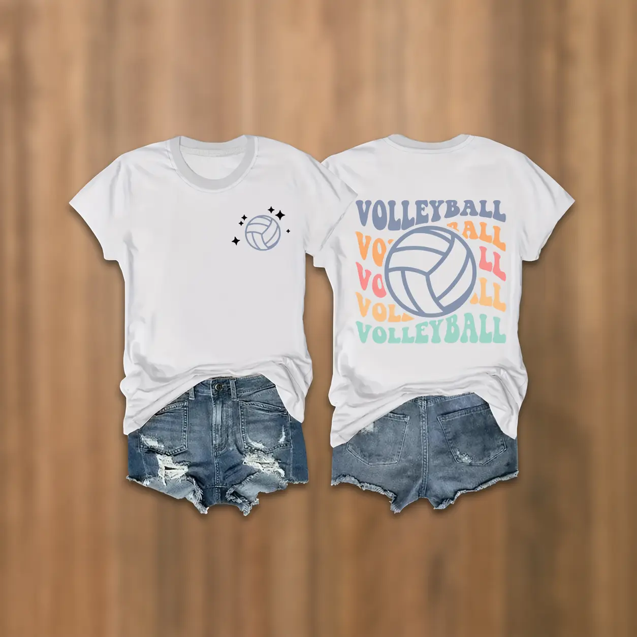Women's 100% Cotton Fitted Cut Printed Volleyball Graphic T-Shirt - Short-Sleeve, Round Neck, Sporty Chic, All Seasons Activewear, Halloween Gift, Direct-To-Fabric Crisp Print, Volleyball Pride