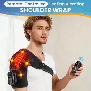   Heating Vibration Shoulder Massage Wrap Pad 4 Motors 5 Temp Settings With Remote Control Fits Both Shoulders