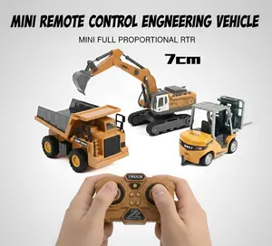 1/64 Mini RC Forklift Toy, Remote Control Excavator and Dump Truck, Alloy11 Channel 2 Mode 2.4Ghz Full Proportional Construction Vehicles with Lights & Sounds, USB-C Rechargeable, Gift for Kids Adults Boys Girls,Valentine's