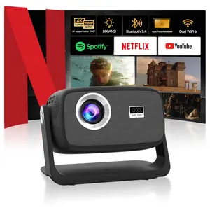 HUANLETOU Latest C5 Projector 800ANSI Auto Focus Dual WiFi6 4K Decoding BT5.2 Native 1920*1080P Android 11 Built-in Speaker&Appstore Remote Control Home Theater