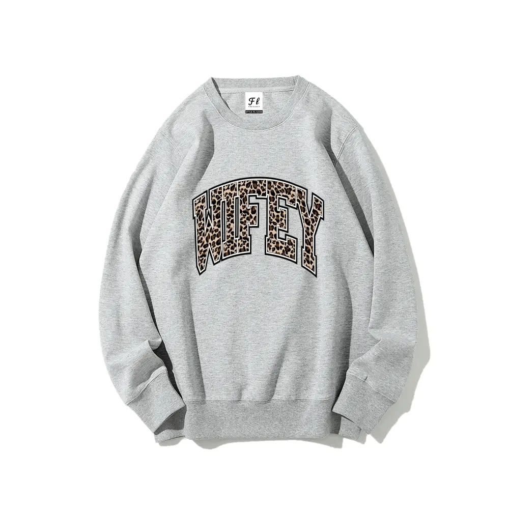 Women's Cheetah Print Sweatshirt - Unisex Fashion Solid Pink Fabric, Slightly Oversized, Breathable Comfortable Cotton-Poly Casual Top