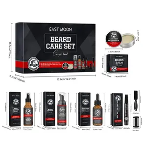 East Moon Beard Care Set - Gentle Cleansing Moisturizing & Nourishing Kit for Men Includes Beard Oil Balm & Mousse for Healthy Grooming