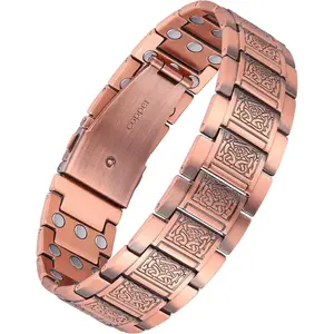 Feraco Copper Bracelet for Men 3X Strength,Magnetic Therapy Bracelet Copper Jewelry with Powerful 3800 Gauss Magnets,year-round wear