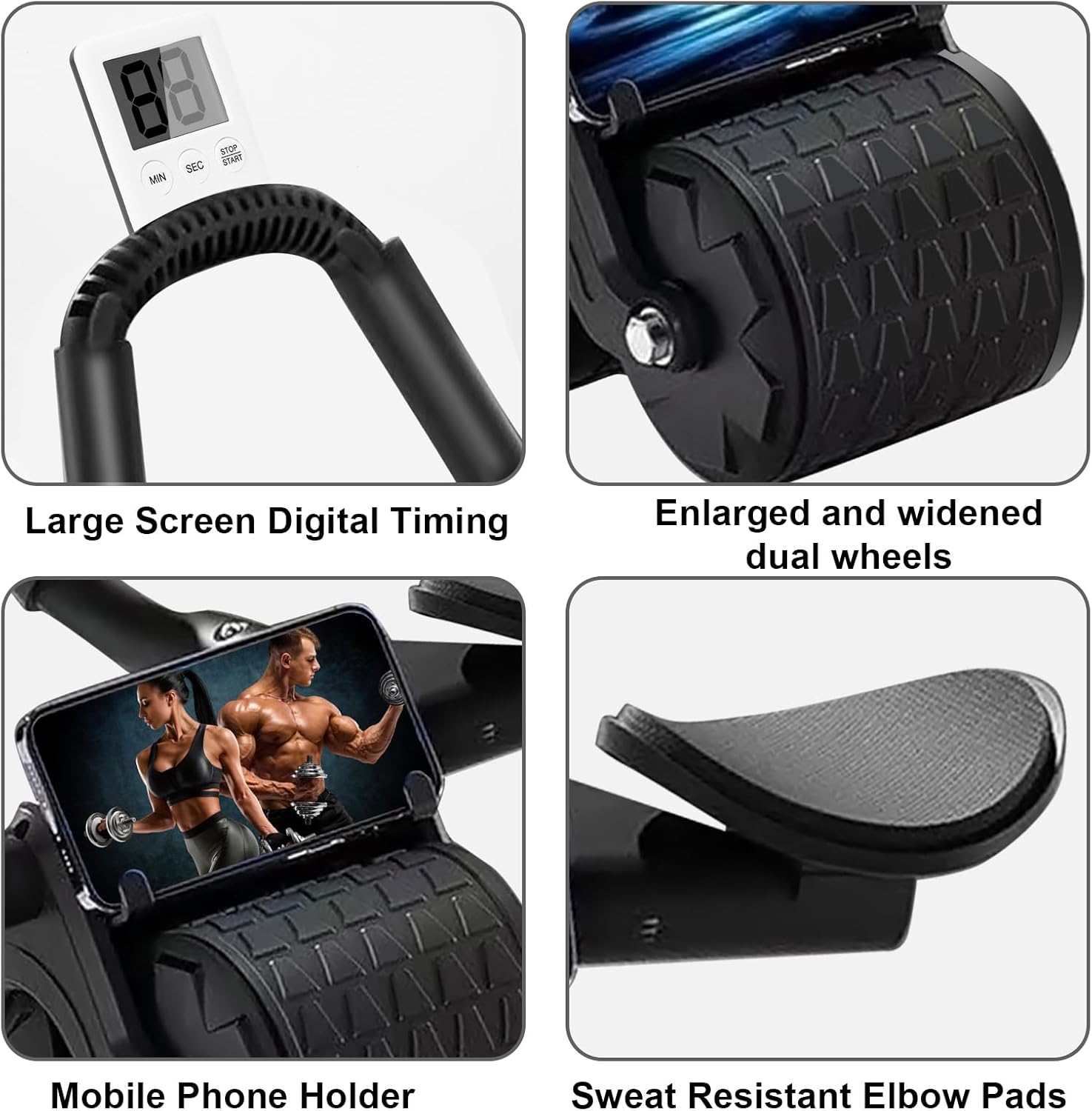 Upgraded Ab Roller Wheel with Timer & Knee Mat,Automatic Rebound Abdominal Wheel with Elbow Support Ab Workout Equipment for Strengthening Core Muscles Abs Exercise Roller for Women Men Upgraded Ab Roller Wheel with Timer & Knee Mat,Automatic Rebound Abdominal Wheel with Elbow Support Ab Workout Equipment for Strengthening Core Muscles Abs Exercise Roller for Women Men