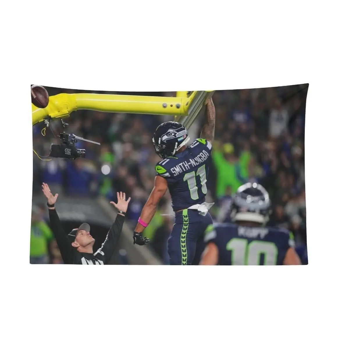 Jaxon Smith-Njigba JSN Dunk Touchdown Celebration Iconic Moment Wall Flag - Celebrate Sports History with Teamwork Excellence and Collaboration Tribute Decor Tapestry Bedroom Dorm Wall AthleteFlags Athlete Flags home wall decor