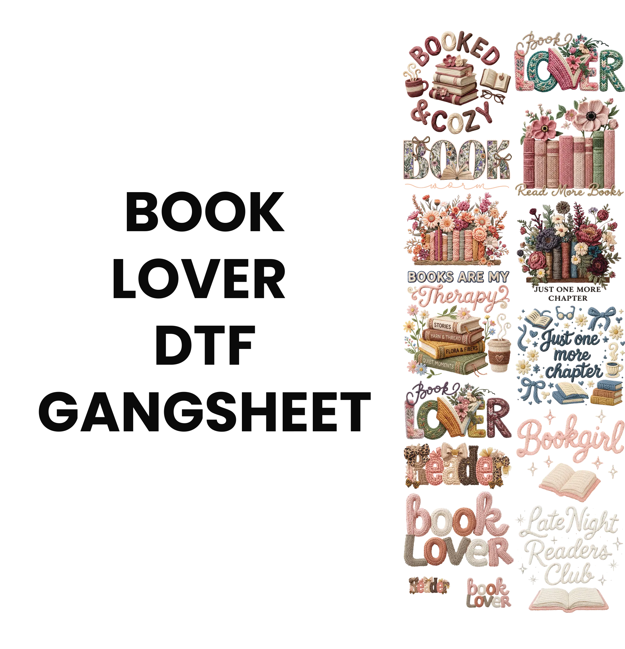 BOOK LOVER DTF GANGHSET FOR SHIRT MAKING