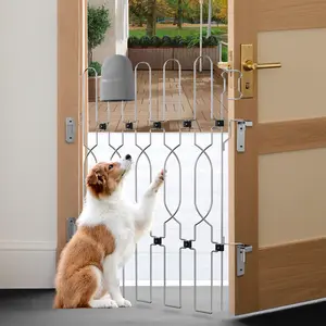 SnaglePaw Extra-Tall Metal Retractable Door Gate for Dogs Adjustable Retractable Door Barrier Pet Gate for Front Door Stairs & Hallways Durable Steel Safety Foldable Pet Fence Easy Installation Secure Play Area Playpen