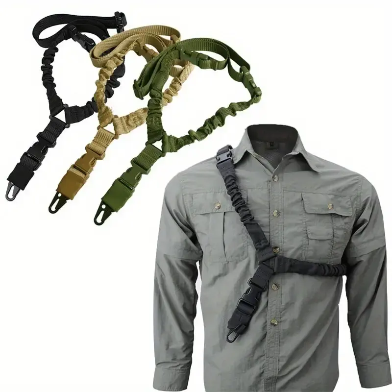 Tactical Single-Point Rifle Sling, Adjustable Waterproof Nylon Webbing with Secure Metal Buckle and Universal Adapter for Outdoor Hunting, Recreational Activities, 3Cm Width, 120Cm Length, Tactical Accessories, Carabiners, Includes Carabiners, Game