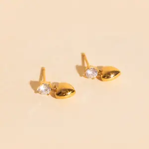 Heart Drop Stud Earrings