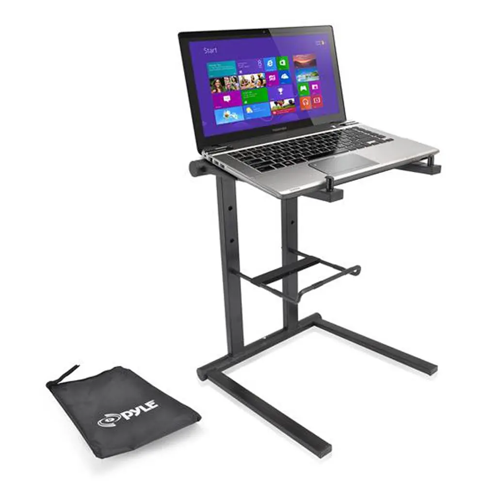 Portable Folding Laptop Stand | Adjustable Steel Alloy Universal Device Stand with Riser & Dual Tray Design - Ideal for Laptops, Tablets & IPads - Lightweight Portable Stand for Studio, Home & Travel Use