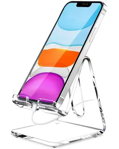 Acrylic Cell Phone Stand, Portable Clear Phone Stand for Desk, Compatible with Phone16 15 14 13 Pro Max Mini 12 11 Plus SE, Switch, Android Smartphone, Pad, Tablet, Desk Accessories