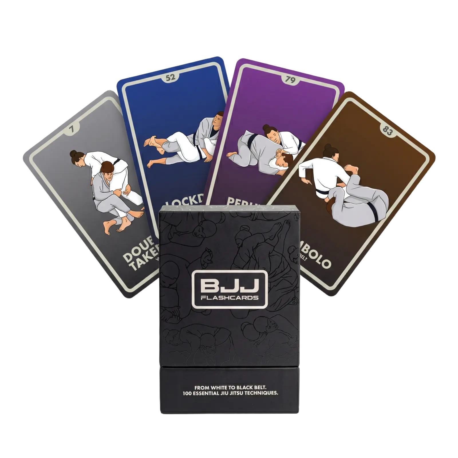 BJJ Flashcards Training 100 Cards Set | BJJ Step-by-Step Techniques, Grappling Drills, Jiu Jitsu Accessories & Gift for Beginners & Advanced