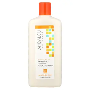 Andalou Naturals Shampoo, Moisture Rich, For Soft, Smooth Sheen, Argan Oil & Shea, 11.5 fl oz (340 ml)