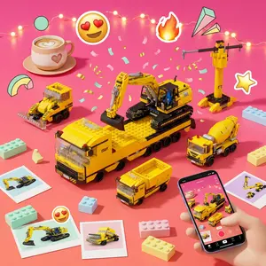 6-in-1 Engineering Vehicle Building Blocks Toy Set for Kids, DIY Construction Truck Assembly STEM Toy Gift Boys Ages 6-12