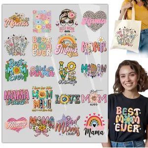 20PCS DTF Heat Transfers for Mother’s Day – Mom Mama Mommy Floral Designs – Ready to Press Iron On For Shirts, Bags, Aprons & Pillows