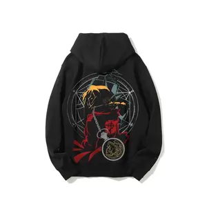 Fullmetal Alchemist Edward Elric Blood Seal of Flamel Anime Hoodie 100% Cotton Unisex Fashionable Casual Daily Wear for Otaku Fans