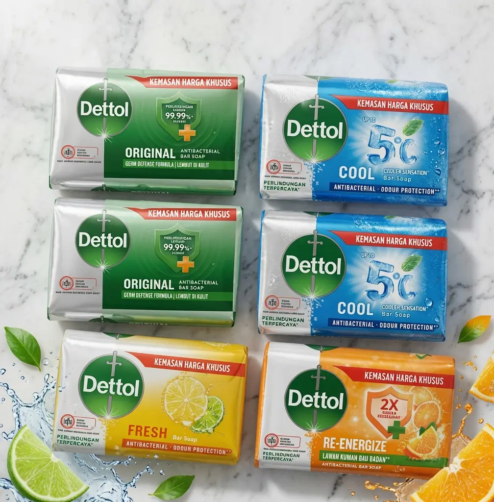 Dettol Antibacterial Body Soap Bundle Pack - 6x100g Aroma Nourishing Moisturizing Hydrating Cleansing Body Care Cleanser for Adults, Sensitive-Skin Friendly, Alcohol-Free, 24-Month Shelf Life, Fresh Scent (Packaging May Vary)