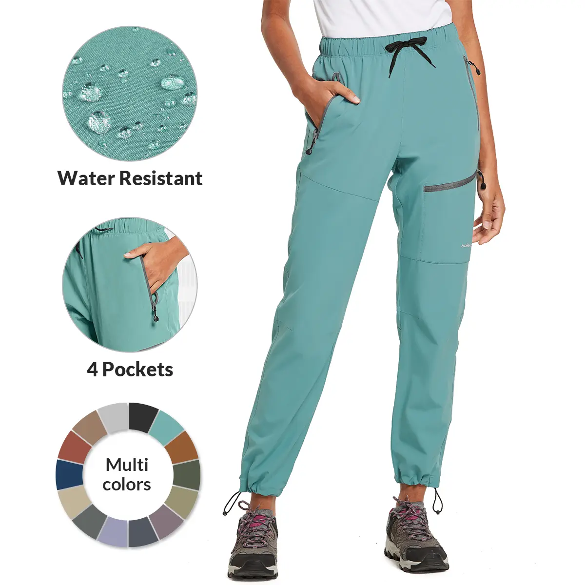 baleaf Women's Spandex Hiking Pants, Breathable Active Joggers with 4 Zip Pockets, Lightweight Quick-Dry Trousers for Outdoor Fishing, Breathable Joggers, Outdoor Hiking Trousers