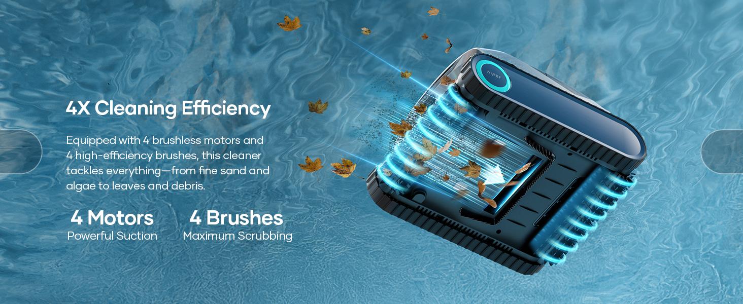 AIPER Scuba X1 Cordless Robotic Pool Cleaner, 6600 GPH High-Power Suction, Horizontal Waterline Scrubbing, Upgraded Cross Pattern Smart Navigation, Ideal for Inground Pools up to 2,150 sq.ft