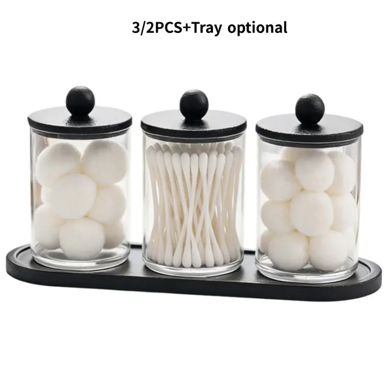 Cotton Swab Storage Box Set, Floss Picks Holder, Makeup Cotton Pad Organizer, Compact Round Cup Combination Kit, Container