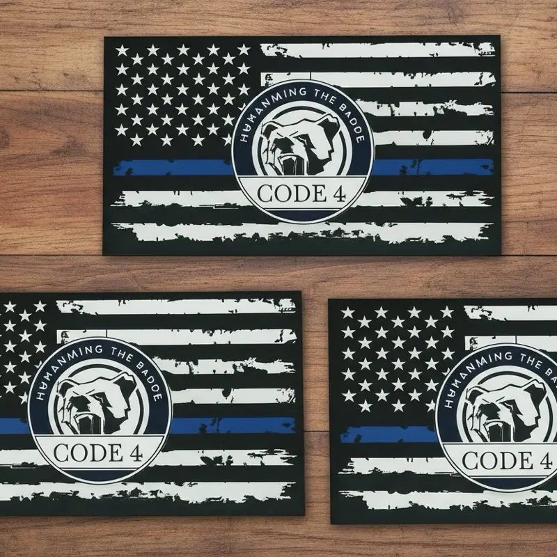 3 Piece Thin Blue Line Flag Código 4 Humanizing the Badge Bandera Línea Azul para Auto y Hogar American Flag Design