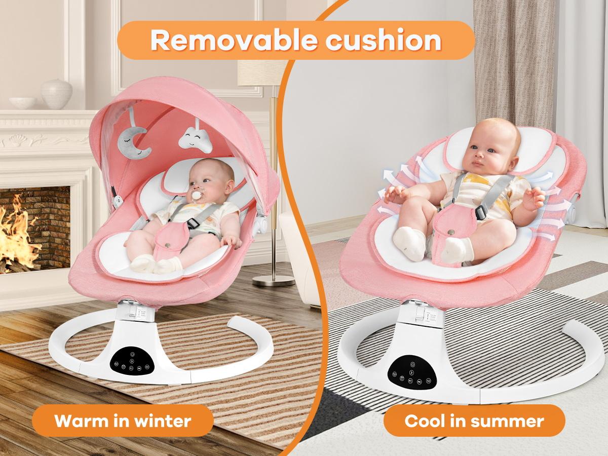Baby Electric Bouncer, Baby Rocker, Electric swing, 5 Speed & 10 Lullabies, Baby Bassinet, Adapter & Battery Powered, For Indoor Use, Remote Control,DealsForYouDays