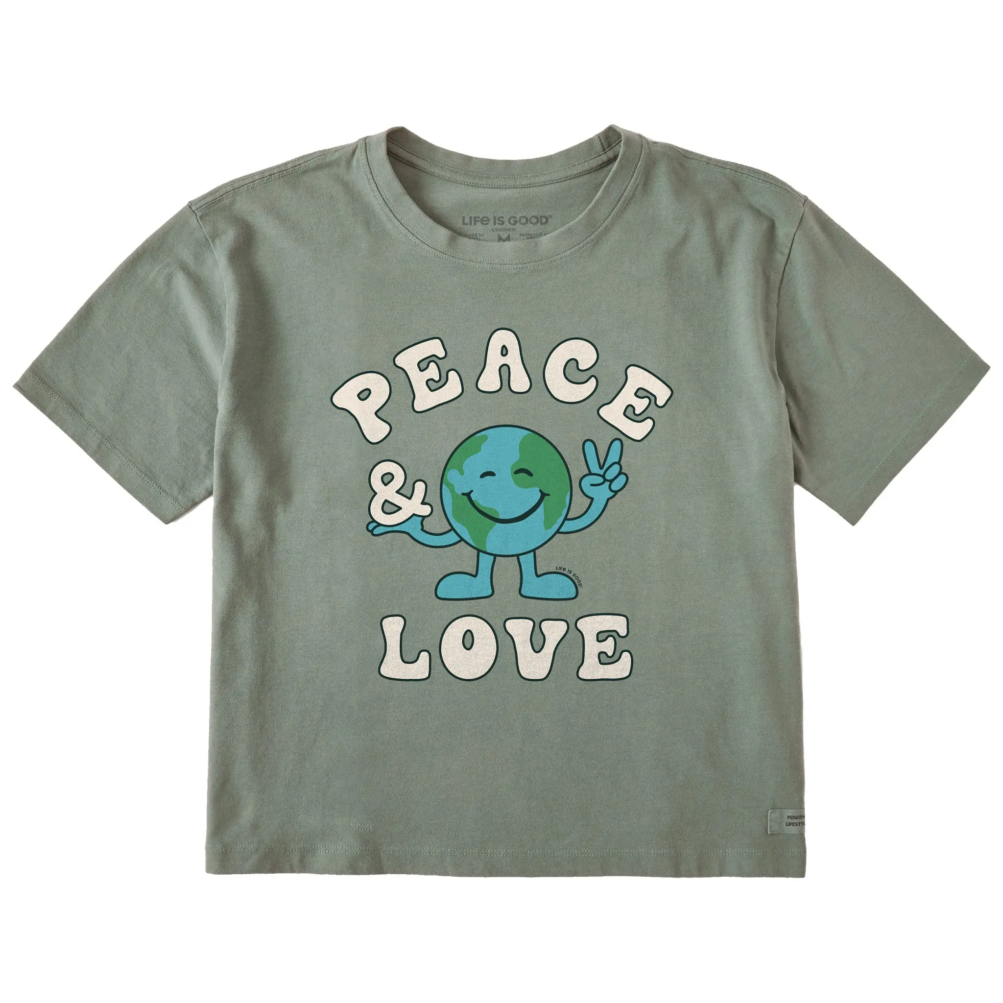 Women's Peace & Love Earth Short Sleeve Crusher Boxy Tee