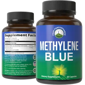 Methylene Blue Capsules Ultra High Purity (USP) Pharmaceutical Grade Supplement For Humans. Vegan Methylene Blue Capsules For Better Absorption. Support Memory, Focus, Clarity, and Healthy Aging