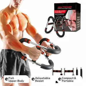 Arm Trainer, Adjustable Power Twister Bar, Chest Shoulder Arm Workout Equipment, Portable Detachable Upper Body Fitness Machine for Home & Gym